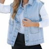 luvamia Luvamia Denim For Women Oversized Button Down Sleeveless Jean Jacket Fashion Casual Western Outerwear With Pockets | Coats, Jackets & Vests