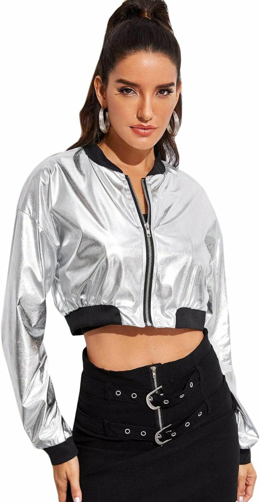 Floerns Floerns Women'S Long Sleeve Lightweight Crop Bomber Jacket | Coats, Jackets & Vests