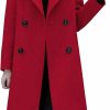 chouyatou Chouyatou Women'S Basic Essential Double Breasted Mid-Long Wool Blend Pea Coat | Coats, Jackets & Vests