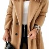 Springrain Springrain Womens Winter Wool Pea Coat Warm Notched Collar Double Breasted Belted Coat Long Jacket Outerwear | Coats, Jackets & Vests