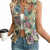 WDIRARA Wdirara Women'S Floral Print Waistcoat Notched Neck Button Front Single Breasted Slim Fit Vest Blazer | Coats, Jackets & Vests