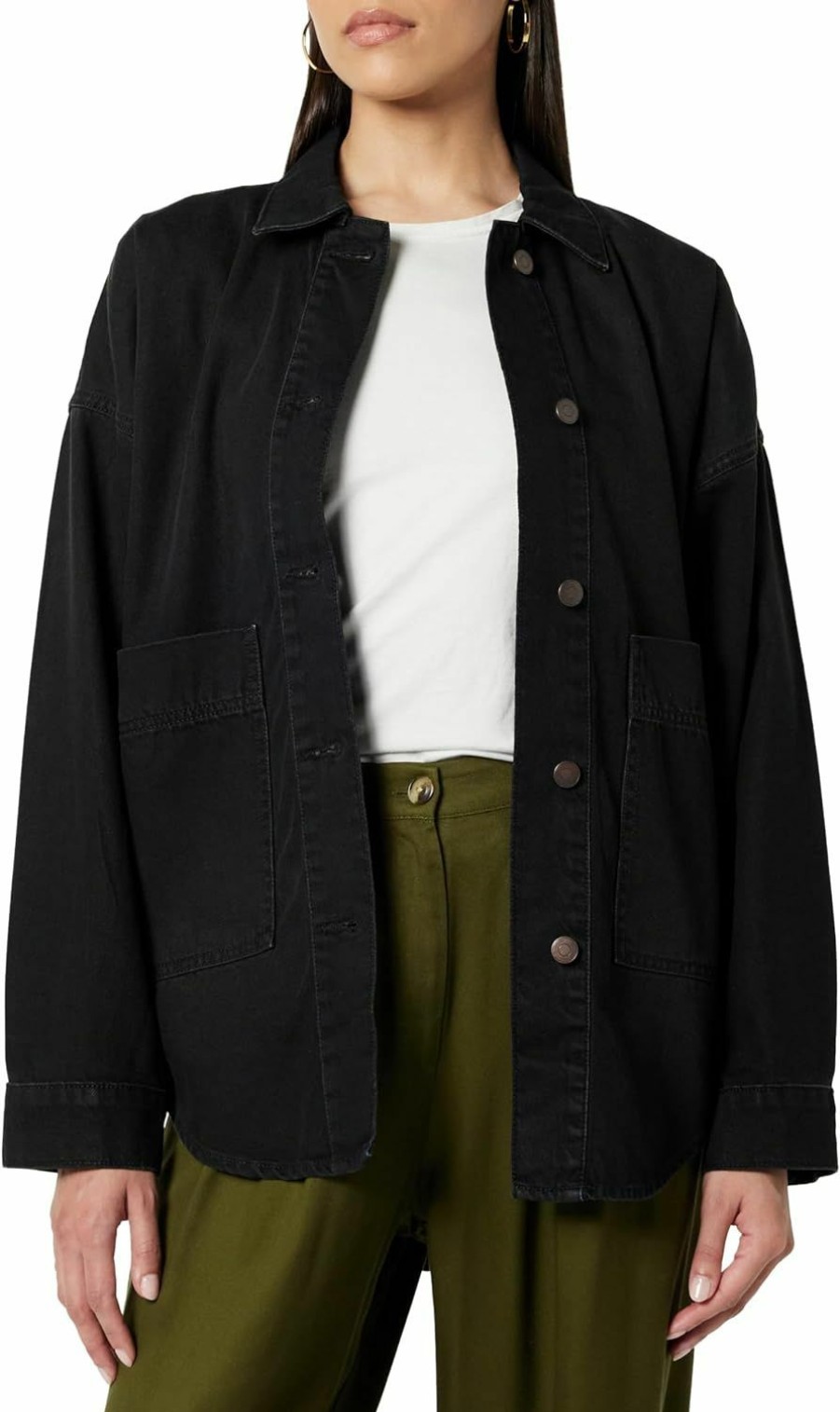 The Drop The Drop Women'S Pilar Long Denim Shirt Jacket | Coats, Jackets & Vests