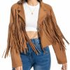 WELLATENT Fringe Jacket, Western Cowgirl Faux Suede Leather Jacket Tassel Crop Moto Top Country Concert Outfits For Women. | Coats, Jackets & Vests