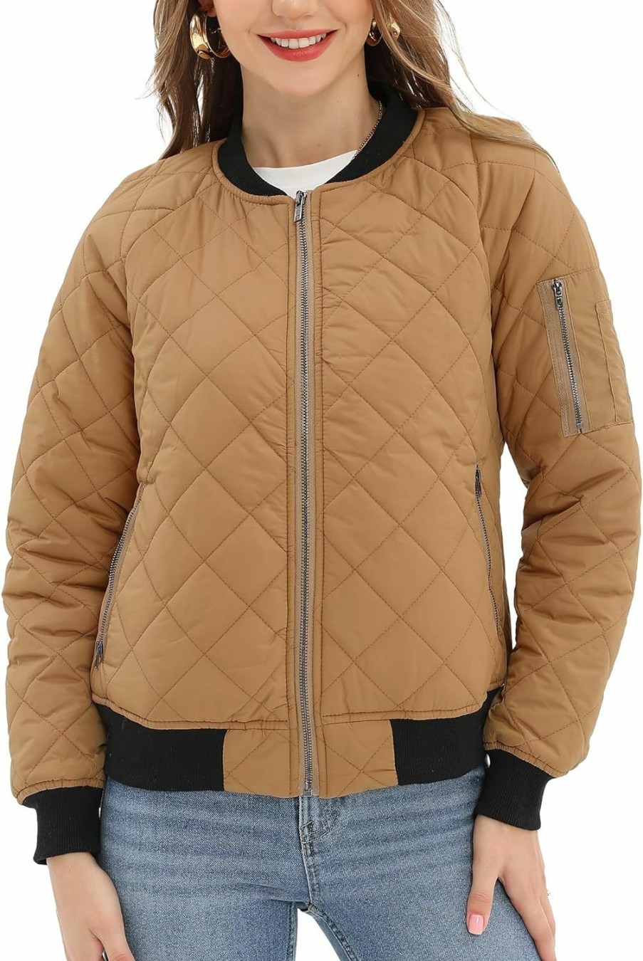 Argstar Argstar Women'S Quilted Bomber Jakcet With 5 Pockets (Xs-Xxl) | Coats, Jackets & Vests