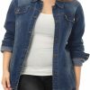 uxcell Uxcell Women'S Plus Size Stitching Button Front Washed Denim Jacket | Coats, Jackets & Vests