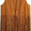 Verdusa Verdusa Women'S Fringe Faux Suede Vest 70S Hippie Sleeveless Tassel Cardigan Jacket | Coats, Jackets & Vests