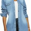 DvaeMalligo Dvaemalligo Distressed Jean Jacket For Women Ripped Long Sleeve Oversized Denim Trucker Jackets | Coats, Jackets & Vests