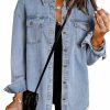 Zeagoo Zeagoo Jean Jackets For Women Ripped Fringe Denim Jean Jacket Casual Long Sleeve Pockets Jackets Coat | Coats, Jackets & Vests