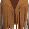 Verdusa Verdusa Women'S Fringe Vest Crop Jacket 70S Hippie Faux Suede Tassel Cardigan | Coats, Jackets & Vests