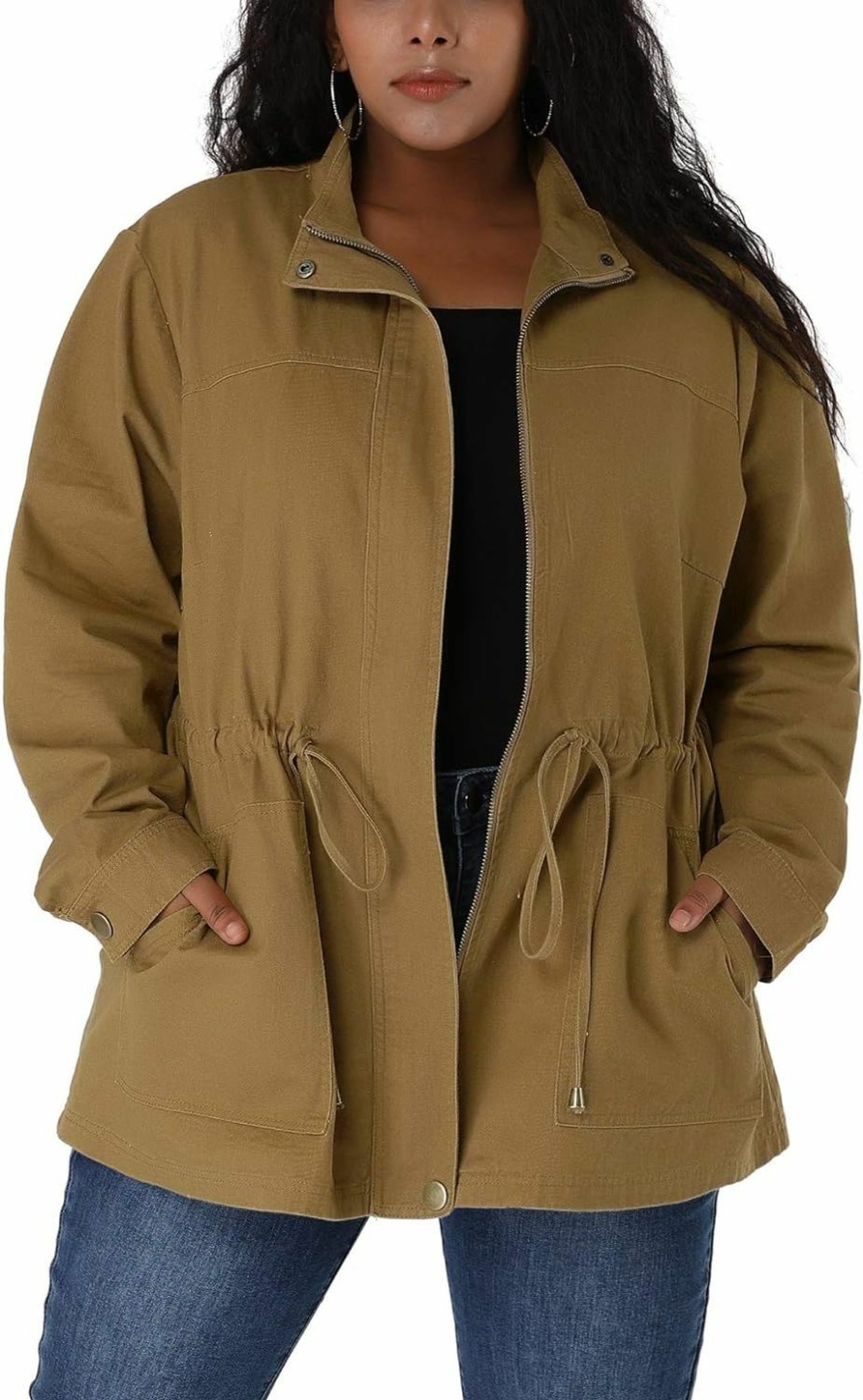 Agnes Orinda Agnes Orinda Women'S Plus Size Jackets Lightweight Anorak Drawstring Utility Jacket St Patrick'S Day | Coats, Jackets & Vests