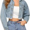 LifeShe Lifeshe Women Cropped Ripped Distressed Denim Jean Jacket Coat Fringe With Frayed Hem | Coats, Jackets & Vests