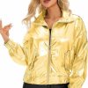 magifairy Women'S Metallic Shiny Jacket 70S Disco Party Lightweight Zipper Metallic Sparkly Jacket | Coats, Jackets & Vests