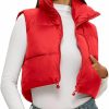 ELLEVEN Women'S Cropped Puffer Vest With Pockets, High Stand Collar Crop Outerwear Lightweight Padded Gilet | Coats, Jackets & Vests