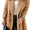 Hooever Hooever Women'S Double Breasted Wool Blend Coat Winter Notched Lapel Belted Peacoat Mid Long Jacket | Coats, Jackets & Vests