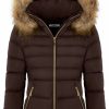 BodiLove Bodilove Women'S Fur Hooded Puffer Jacket With Zipper Fleece Lining | Coats, Jackets & Vests