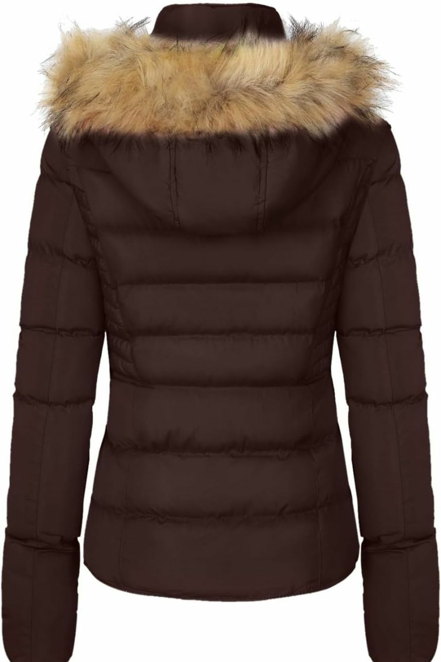 BodiLove Bodilove Women'S Fur Hooded Puffer Jacket With Zipper Fleece Lining | Coats, Jackets & Vests