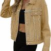 Gozoloma Women'S Fashion Cropped Jean Jacket Lapel Long Sleeve Button Down Studded Short Rivet Denim Jacket Coat | Coats, Jackets & Vests