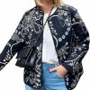 Wyeysyt Women'S Cropped Puffer Jacket Button Up Cardigan Floral Print Long Sleeve Lightweight Open Front Quilted Padded Coat | Coats, Jackets & Vests