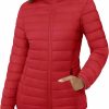 MAGCOMSEN Magcomsen Women'S Puffer Jacket Lightweight Quilted Padded 4 Pockets Zip-Up Stand-Collar Winter Fleece Coat | Coats, Jackets & Vests