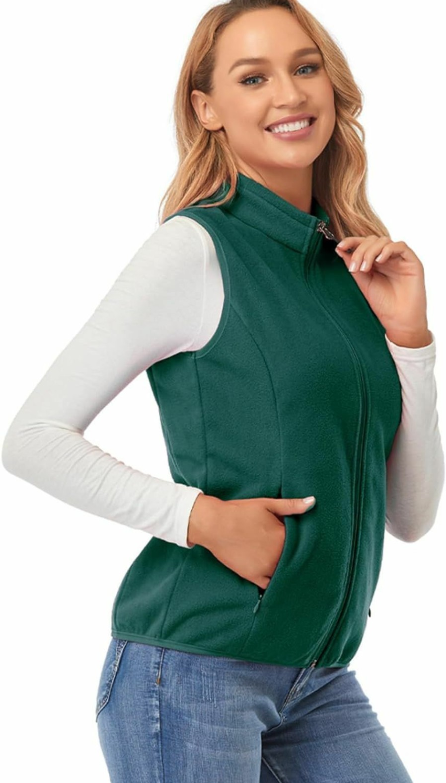 Fuinloth Fuinloth Women'S Fleece Vest, Polar Soft Sleeveless Classic Fit With Zip Up Pockets | Coats, Jackets & Vests