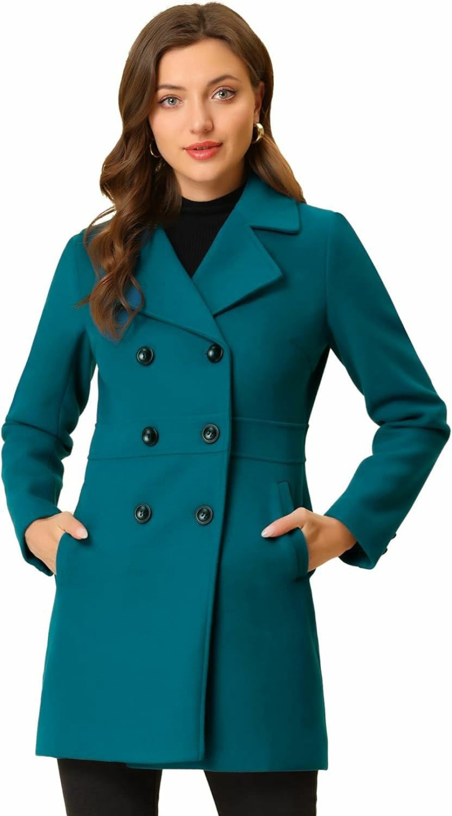 Allegra K Allegra K Women'S Double Breasted Notched Lapel Long Winter Coats | Coats, Jackets & Vests