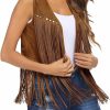 HOTLOOX Hotloox Womens Boho Fringe Vests Sleeveless Hippie Costume Tassels Disco Cosplay Outfits | Coats, Jackets & Vests