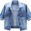 BlueFire2015 Women Short Sleeve Denim Jacket Button Down Shawl Stretch Denim Jean Jacket | Coats, Jackets & Vests