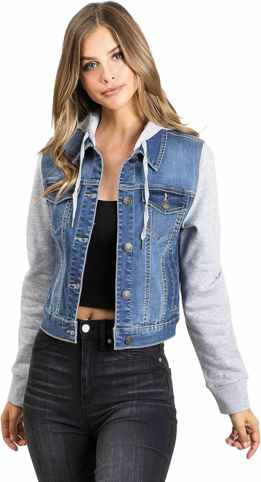 Wax Jeans Women'S Juniors Hoodie Denim Jacket | Coats, Jackets & Vests