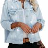 Vankovishion Womens Long Sleeve Washed Button Down Basic Denim Jacket With Pockets | Coats, Jackets & Vests