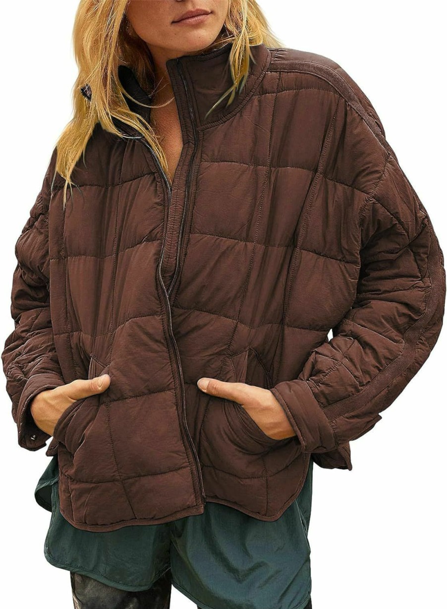 Huaqiao Womens Quilted Puffer Jackets Lightweight Zipper Short Padded Coat With Pockets | Coats, Jackets & Vests