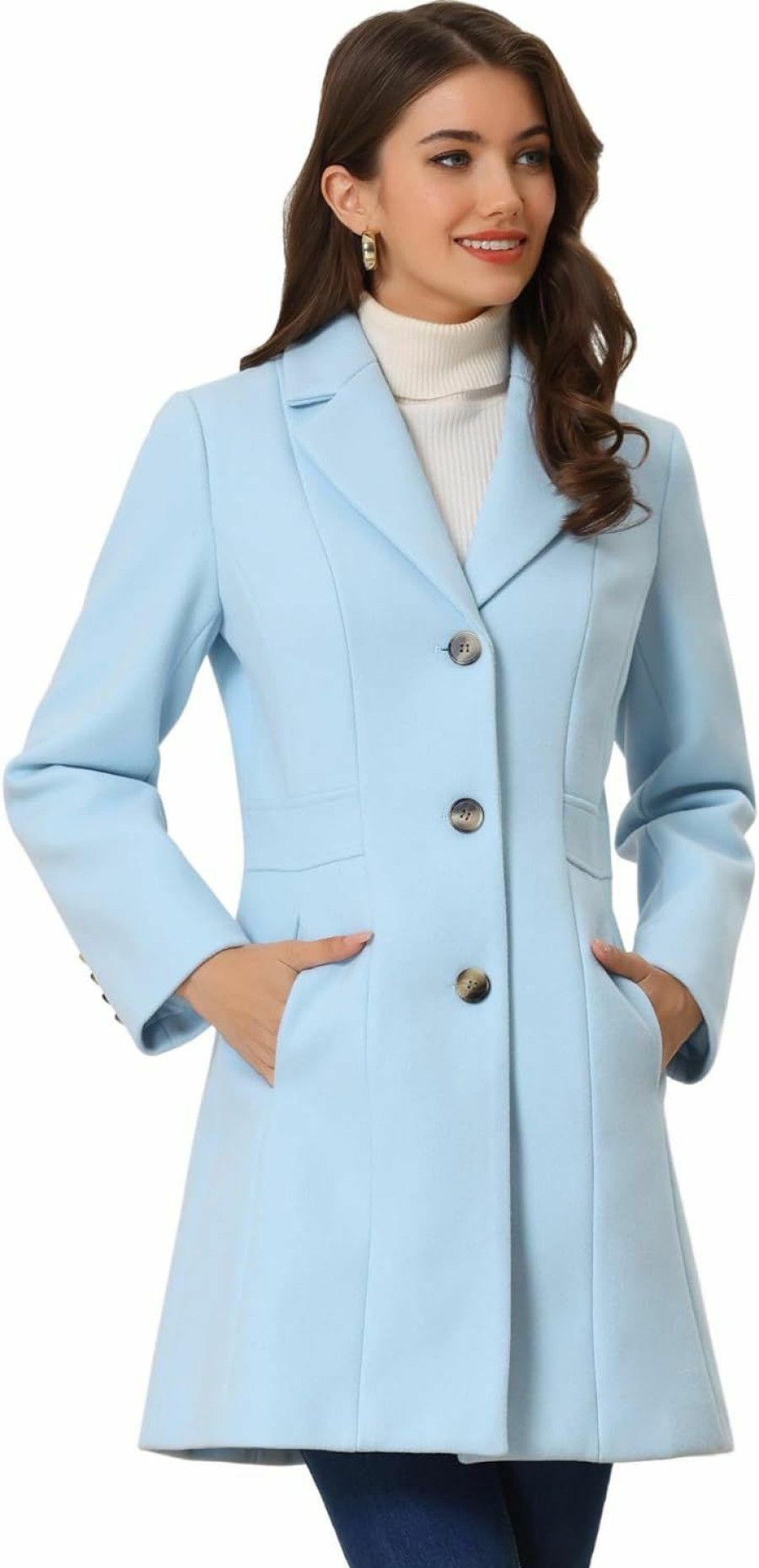 Allegra K Allegra K Women'S Lapel Single-Breasted Long Outerwear Winter Coats | Coats, Jackets & Vests