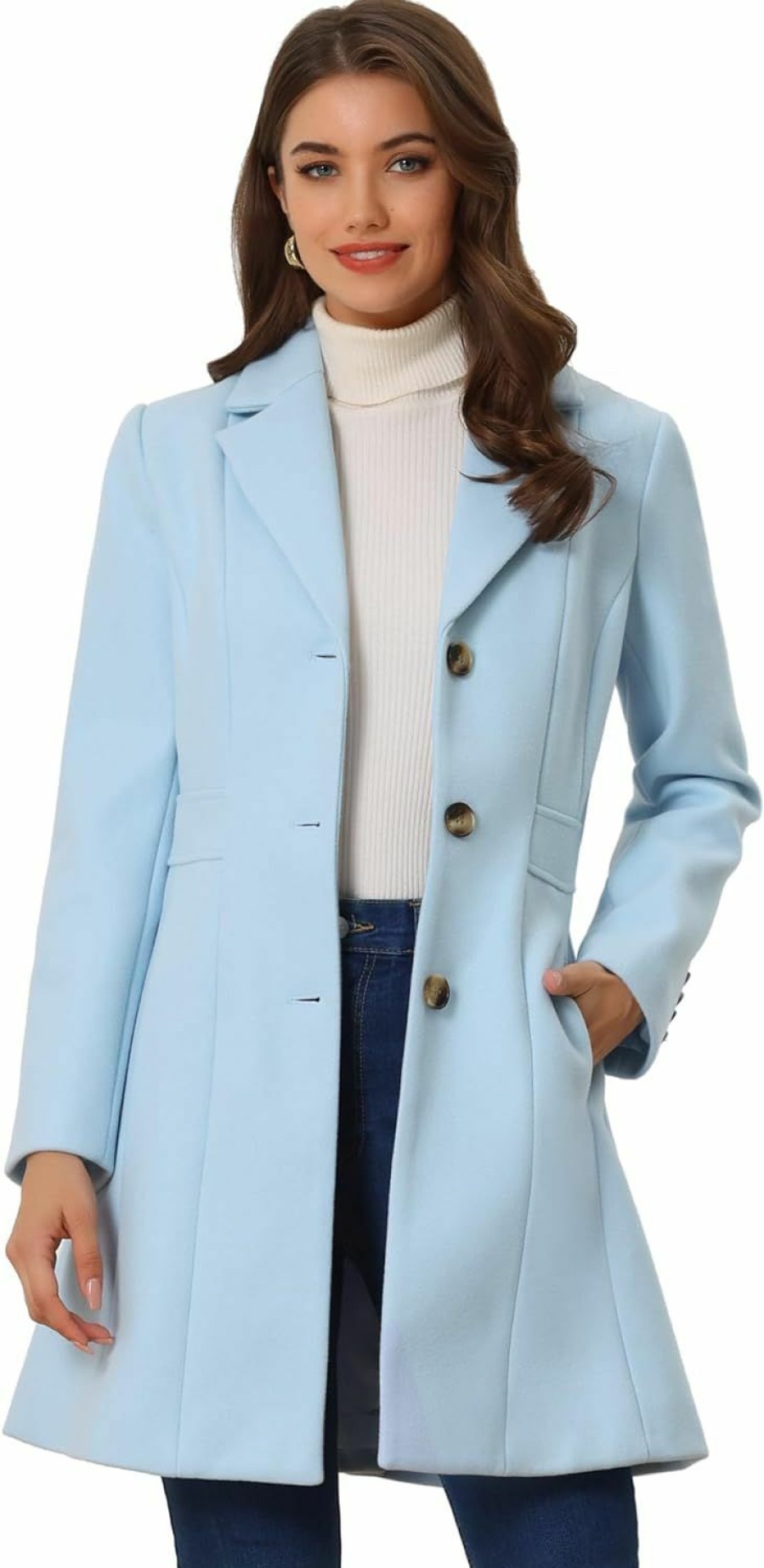 Allegra K Allegra K Women'S Lapel Single-Breasted Long Outerwear Winter Coats | Coats, Jackets & Vests