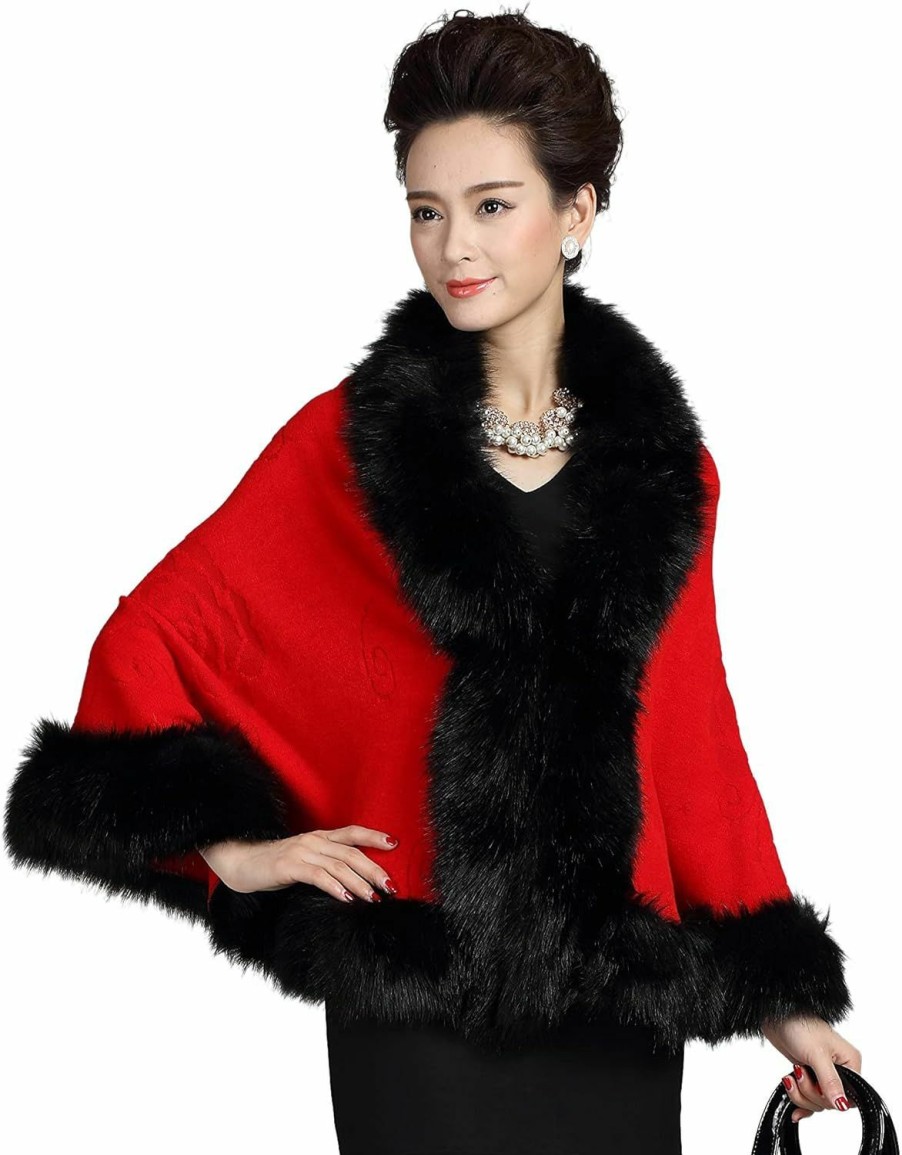 ELFJOY Elfjoy Bridal Faux Fur Shawl White Fur Coat Women Faux Fur Wrap For Evening Dresses Luxury Fur Cape For Wedding Evening Party | Coats, Jackets & Vests