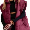 APAFES Apafes Women Winter Oversized Puffer Vest Lightweight Stand Collar Flysleeve Insulated Padded Puffy Jackets Coat With Pockets | Coats, Jackets & Vests