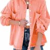 Lumister Lumister Womens Causal Oversized Soft Lightweight Distressed Jean Jacket Ripped Fringe Long Sleeve Denim Jacket Shacket | Coats, Jackets & Vests