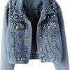 Kedera Kedera Women Oversized Denim Jacket Embroidered Pearls Beading Jeans Coat | Coats, Jackets & Vests