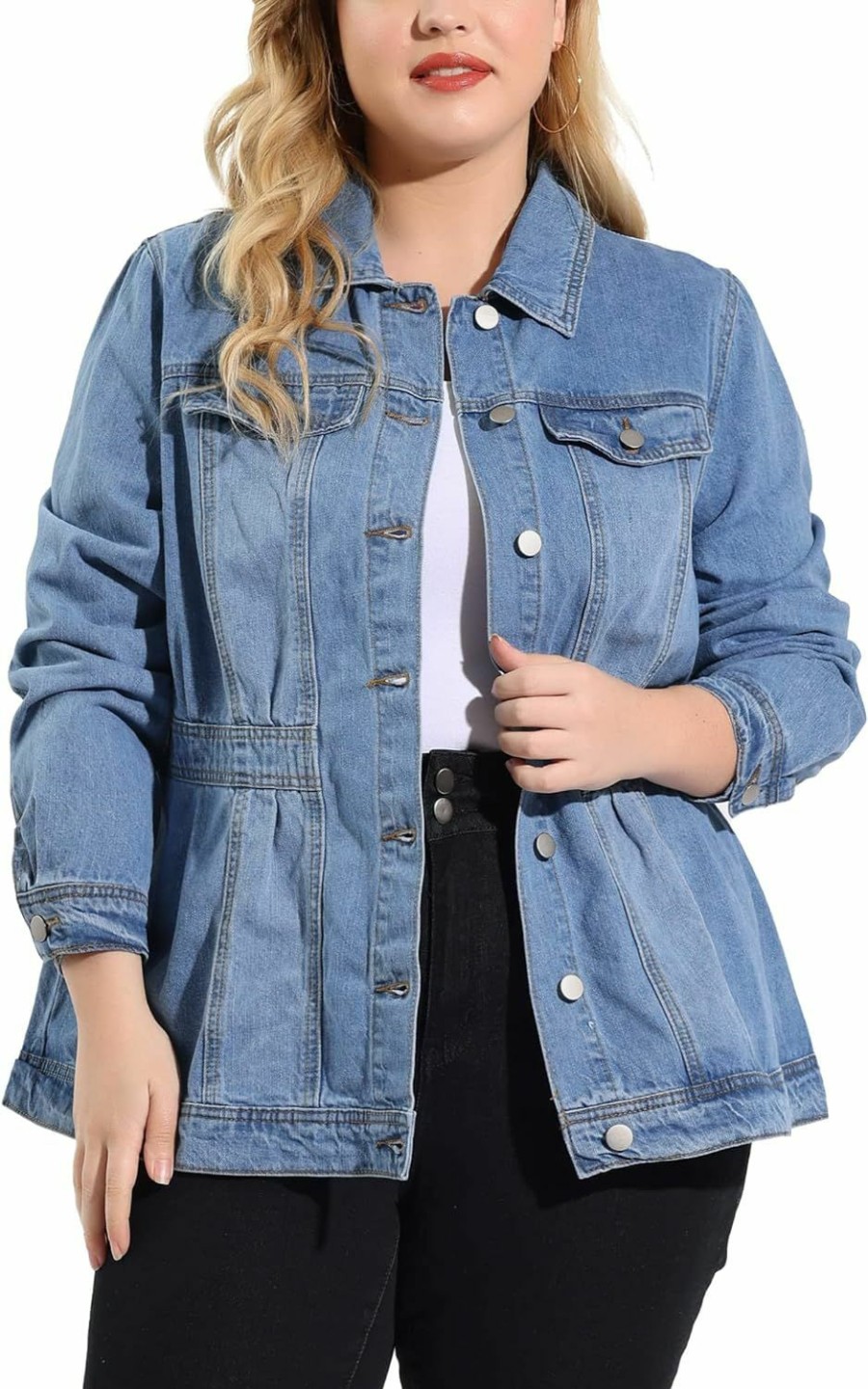 Agnes Orinda Agnes Orinda Plus Size Denim Jackets For Women Classic Washed Front Jean Jacket 2024 | Coats, Jackets & Vests