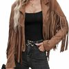 MakeMeChic Makemechic Women'S Faux Suede Tassel Jacket Button Down Fringe Jacket Outerwear | Coats, Jackets & Vests