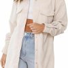 FSHAOES Fshaoes Womens Corduroy Shirts Jacket Casual Snap Button Oversized Long Sleeve Plain Shackets Coats | Coats, Jackets & Vests