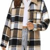 Beaully Beaully Women'S Flannel Plaid Shacket Long Sleeve Button Down Shirts Jacket Coats With Side Pockets | Coats, Jackets & Vests