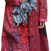 LUZU JUNU Lzjn Women'S Trench Coat Floral Print Jacket Chinese Style Patchwork Outwear | Coats, Jackets & Vests