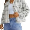 Blooming Jelly Blooming Jelly Womens Corduroy Jacket Cropped Plaid Shacket Button Down Long Sleeve Shirts With Pockets | Coats, Jackets & Vests