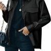 FindThy Findthy Women'S Faux Pu Leather Jacket Vintage Lapel Button Up Blazer Biker Coat | Coats, Jackets & Vests