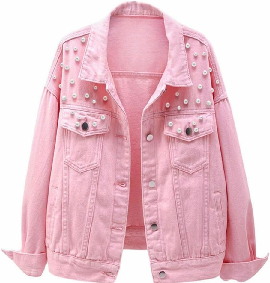 LifeShe Lifeshe Women'S Embroidered Pearl Denim Jean Jacket Coat | Coats, Jackets & Vests