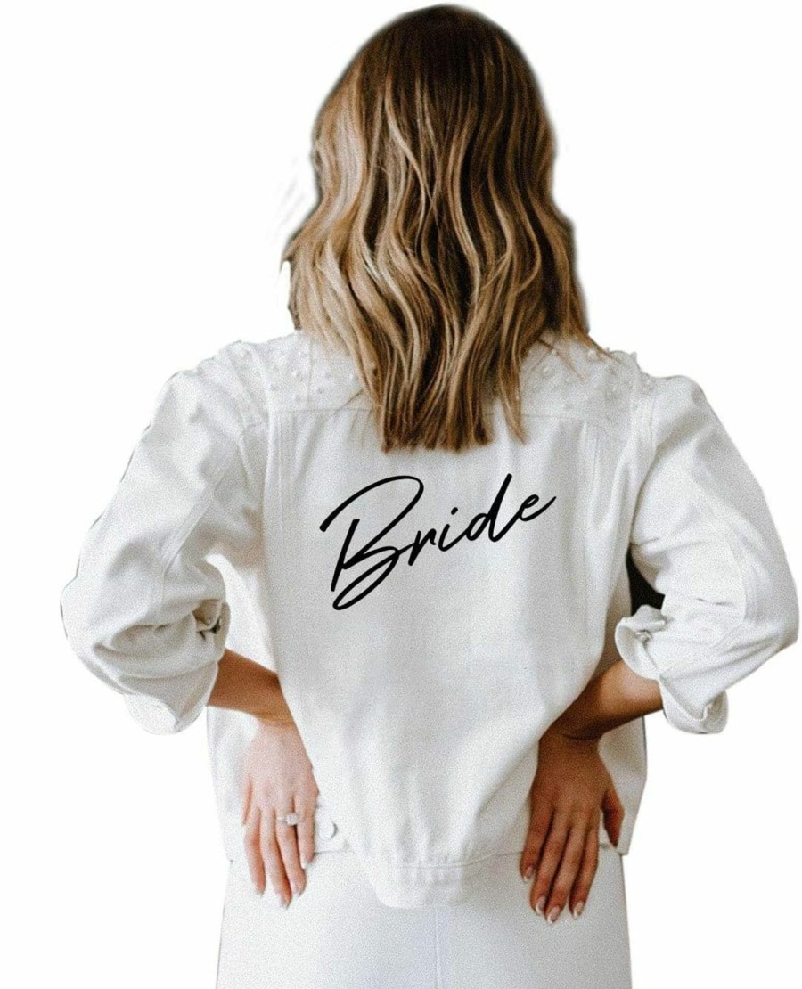 Watchify Pearl Bride Denim Jacket Custom Mrs Bride Bachelorette Jacket Hen Party Gift | Coats, Jackets & Vests