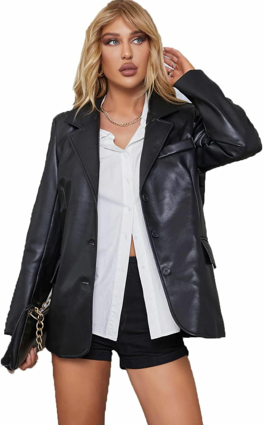 LY VAREY LIN Ly Varey Lin Women'S Faux Leather Blazer Jackets Vegan Pleather Biker Coat Motorcycle Outerwear | Coats, Jackets & Vests