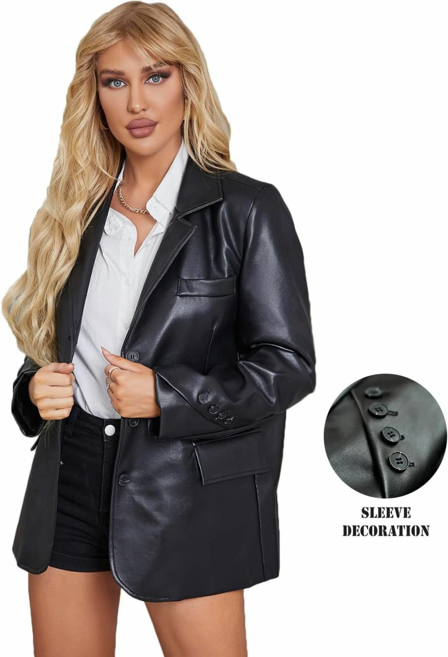 LY VAREY LIN Ly Varey Lin Women'S Faux Leather Blazer Jackets Vegan Pleather Biker Coat Motorcycle Outerwear | Coats, Jackets & Vests