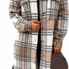 PUWEI Puwei Women'S Long Flannel Plaid Jacket Shacket Cozy Lapel Button Down Shirt Jacket Fuzzy Trench Coat | Coats, Jackets & Vests