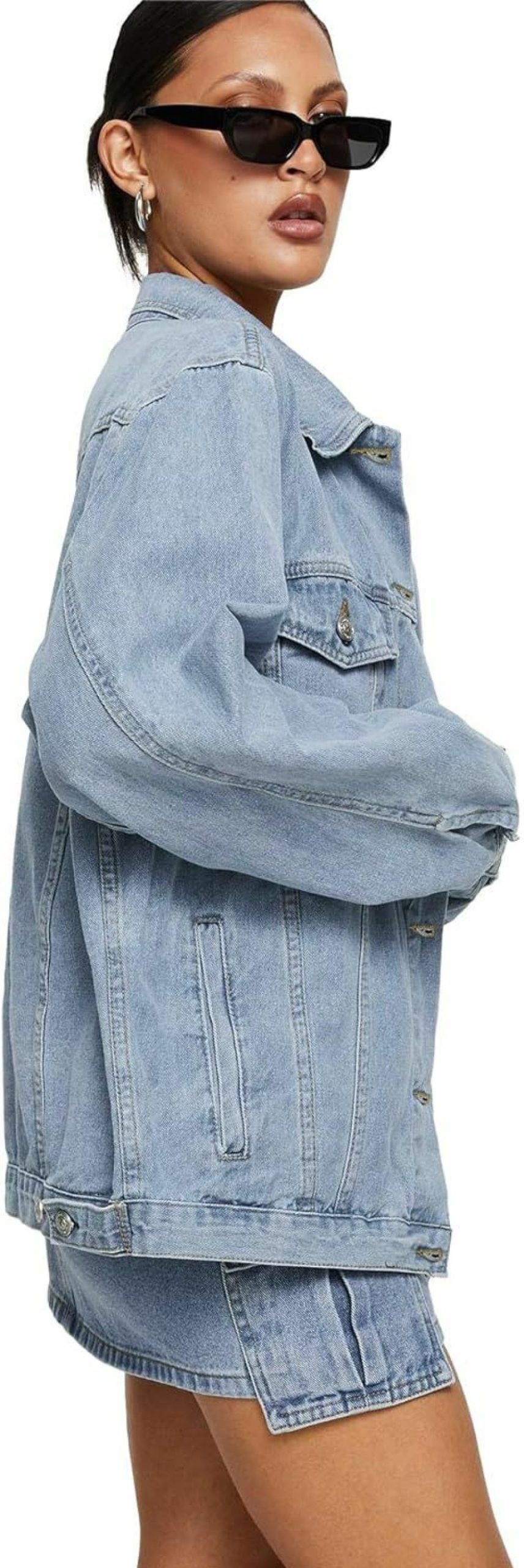 Dilgul Dilgul Women'S Casual Loose Oversized Long Sleeve Denim Jacket Button Jean Jacket Biker Coat | Coats, Jackets & Vests