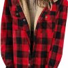 GUNEST Womens Plaid Fleece Jacket Long Sleeve Button Down Hooded Jackets Warm Coat For Winter Fall | Coats, Jackets & Vests